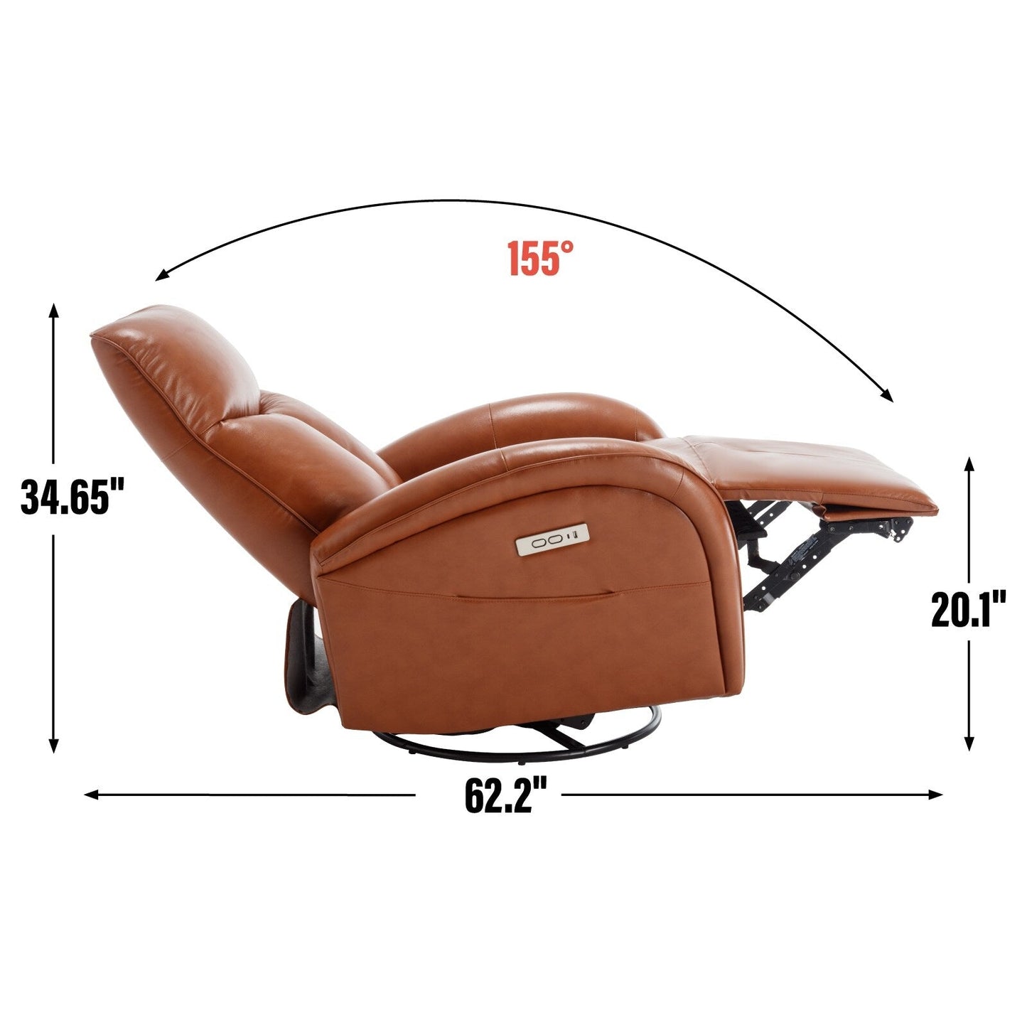 Poltrona reclinabile Power Glider senza braccioli con ricarica USB-C e schienale alto