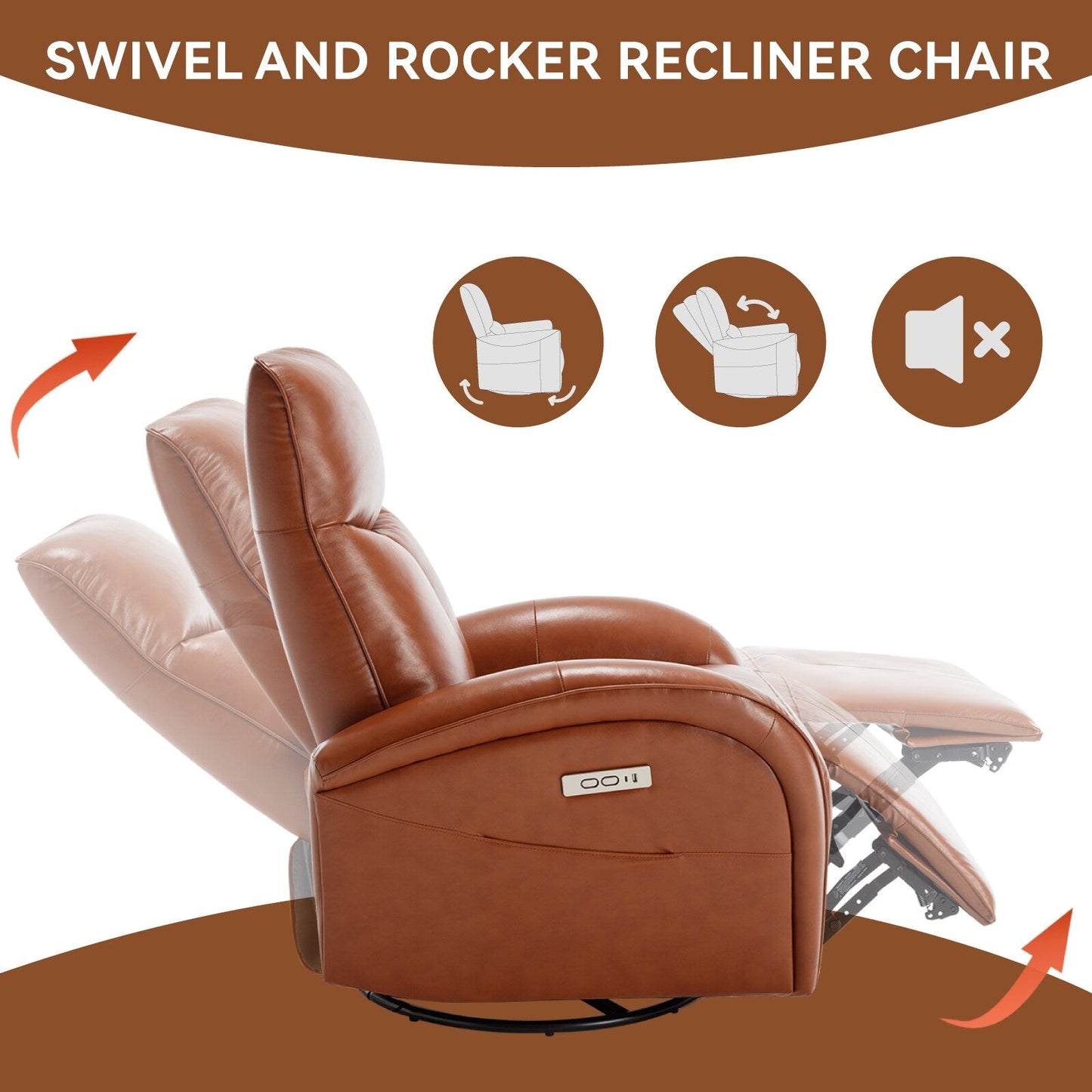 Poltrona reclinabile Power Glider senza braccioli con ricarica USB-C e schienale alto