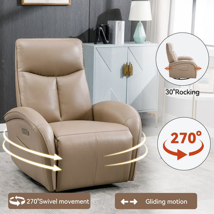 Poltrona reclinabile girevole Power Glider senza braccioli con USB e schienale alto
