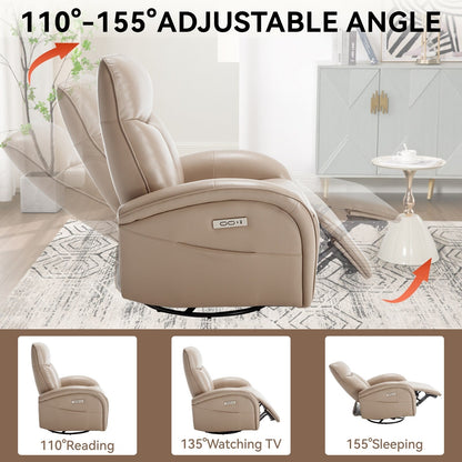 Poltrona reclinabile girevole Power Glider senza braccioli con USB e schienale alto