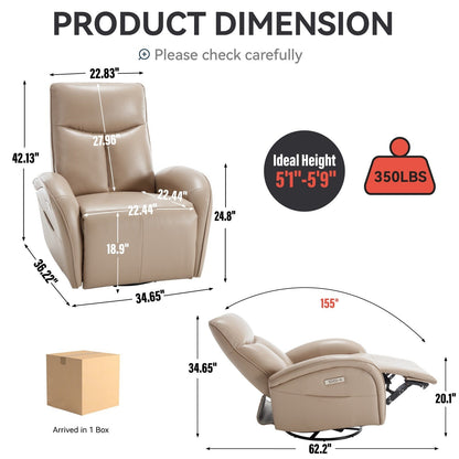 Poltrona reclinabile girevole Power Glider senza braccioli con USB e schienale alto