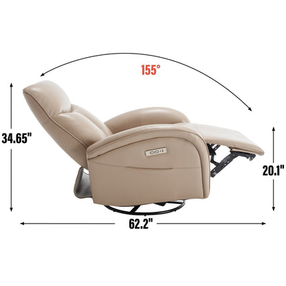 Poltrona reclinabile girevole Power Glider senza braccioli con USB e schienale alto
