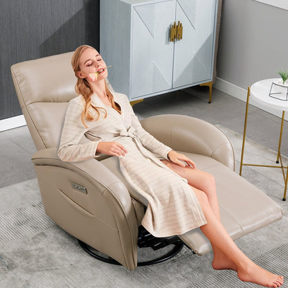 Poltrona reclinabile girevole Power Glider senza braccioli con USB e schienale alto