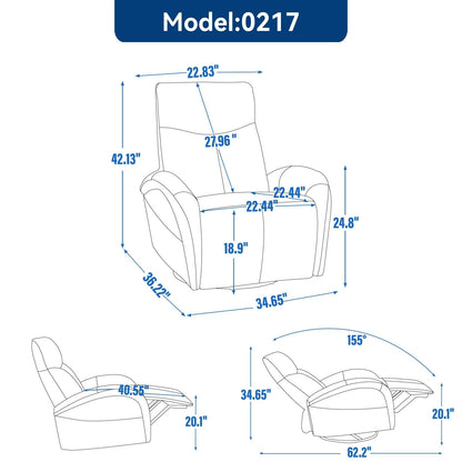 Poltrona reclinabile girevole Power Glider senza braccioli con USB e schienale alto