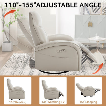 Poltrona reclinabile girevole Power Glider senza braccioli con USB e schienale alto