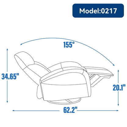 Poltrona reclinabile girevole Power Glider senza braccioli con USB e schienale alto