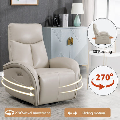 Poltrona reclinabile girevole Power Glider senza braccioli con USB e schienale alto