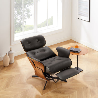 Poltrona reclinabile Art Leon Mid-Century Modern in vera pelle