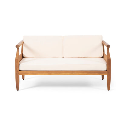 Set da salotto Aston Outdoor Mid-Century Modern in acacia con 4 posti e cuscini di Christopher Knight Home