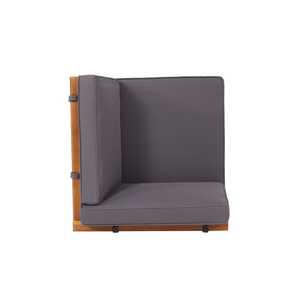 Divano componibile in legno di acacia Aston Outdoor Mid-Century Modern di Christopher Knight Home