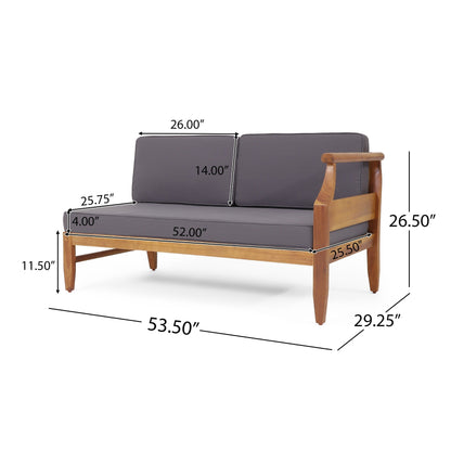 Divano componibile in legno di acacia Aston Outdoor Mid-Century Modern di Christopher Knight Home