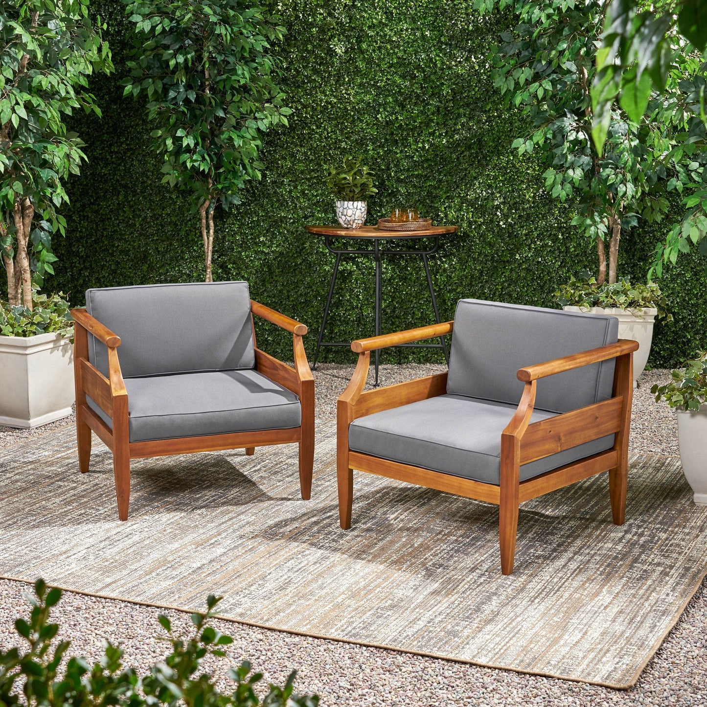 Poltrone da club imbottite moderne in acacia Aston Outdoor (set da 2) di Christopher Knight Home