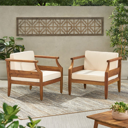 Poltrone da club imbottite moderne in acacia Aston Outdoor (set da 2) di Christopher Knight Home