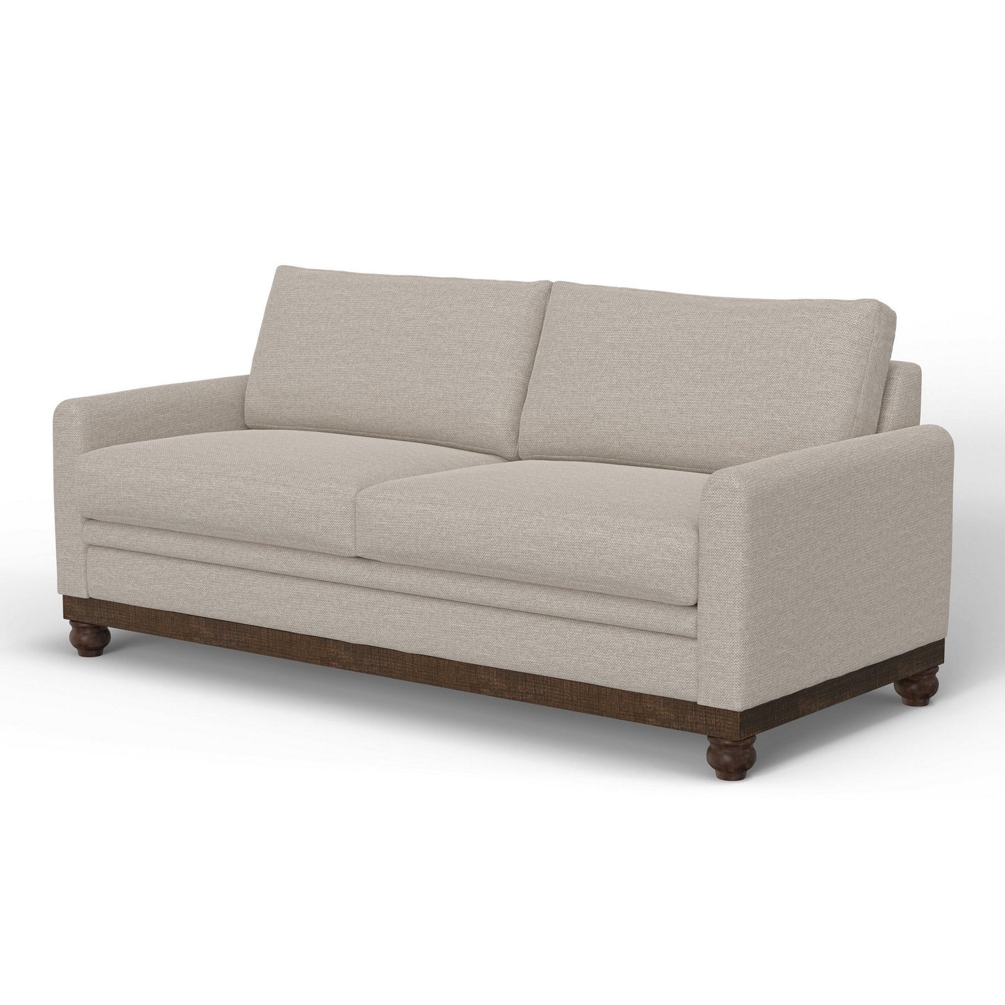 Divano Ata, poliestere beige, 2 cuscini, struttura in legno massello marrone, 86 pollici