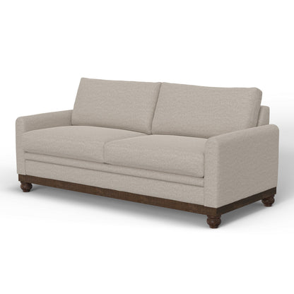 Divano Ata, poliestere beige, 2 cuscini, struttura in legno massello marrone, 86 pollici