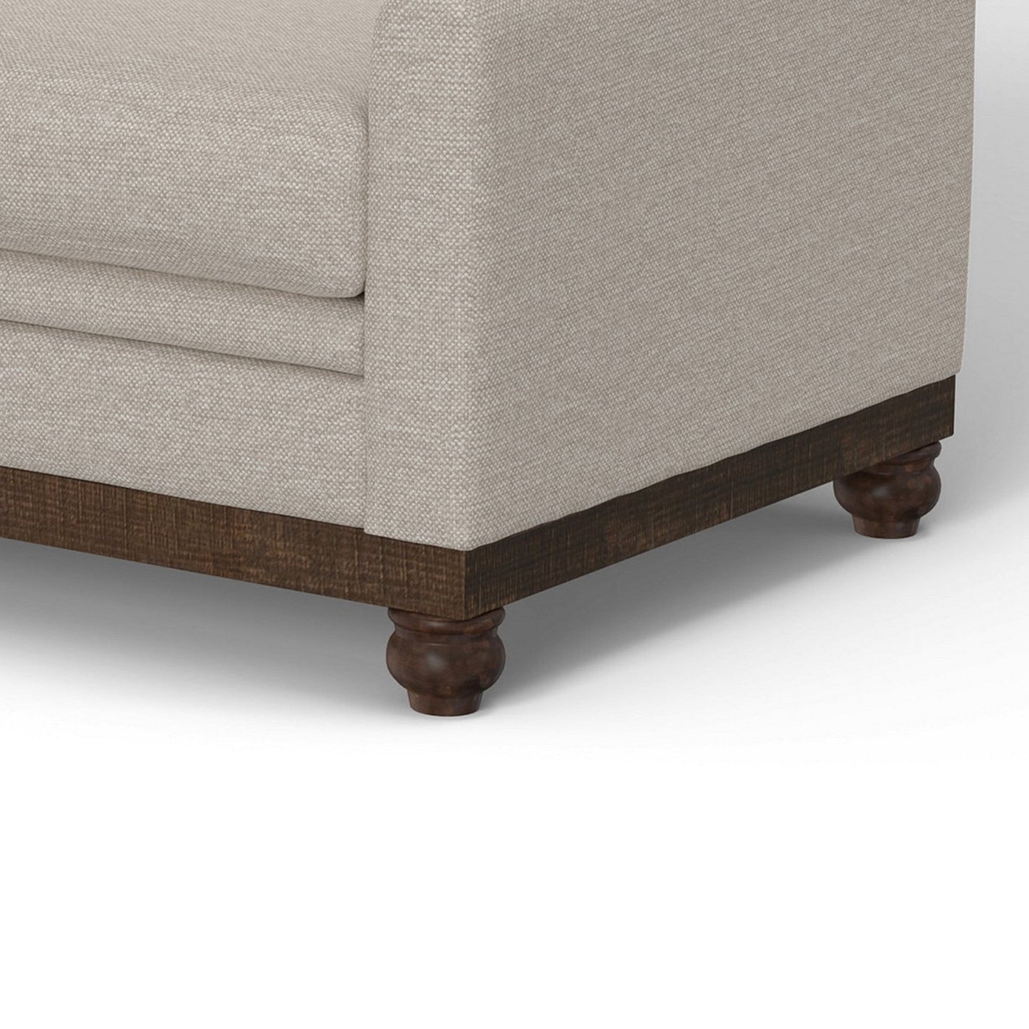 Divano Ata, poliestere beige, 2 cuscini, struttura in legno massello marrone, 86 pollici