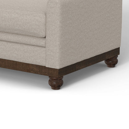 Divano Ata, poliestere beige, 2 cuscini, struttura in legno massello marrone, 86 pollici