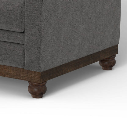 Divano Ata, poliestere grigio ferro, 2 cuscini decorativi, legno massello marrone, 86 pollici