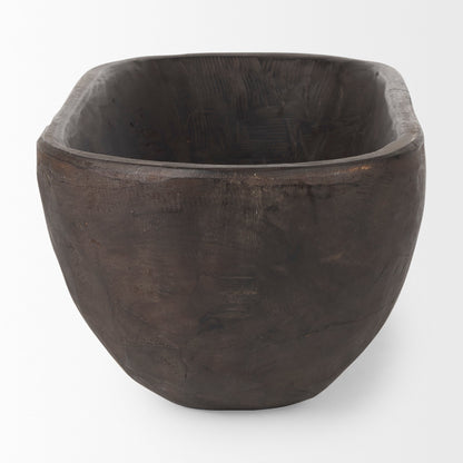 Ciotola Athena Extra Large Oblong in legno di recupero nero-marrone - 26,0 L x 10,0 W x 7,0 H