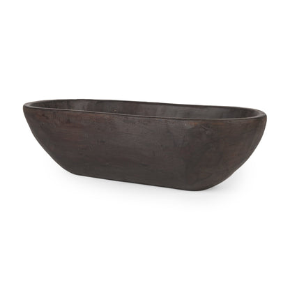 Ciotola Athena Extra Large Oblong in legno di recupero nero-marrone - 26,0 L x 10,0 W x 7,0 H