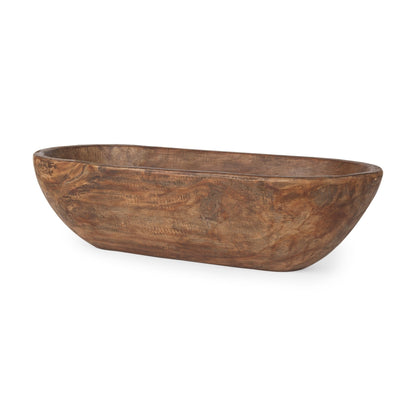 Ciotola Athena Extra Large Oblong in legno di recupero nero-marrone - 26,0 L x 10,0 W x 7,0 H