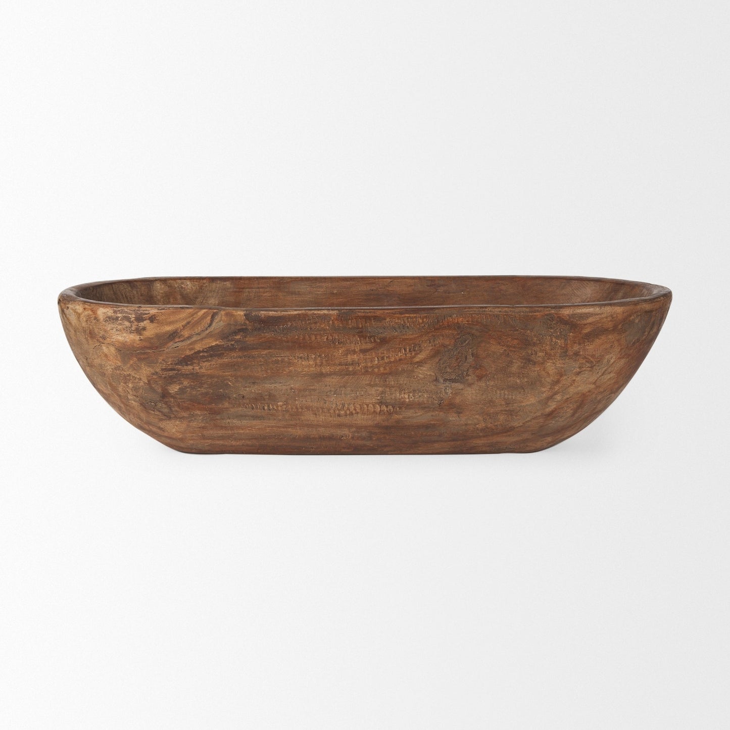 Ciotola Athena Extra Large Oblong in legno di recupero nero-marrone - 26,0 L x 10,0 W x 7,0 H