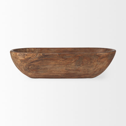 Ciotola Athena Extra Large Oblong in legno di recupero nero-marrone - 26,0 L x 10,0 W x 7,0 H