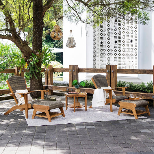 Set di 5 sedie Adirondack da esterno imbottite in teak Cambridge Casual Auburn