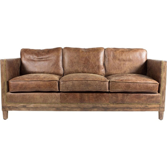 Divano in pelle marrone vintage Dina di Aurelle Home