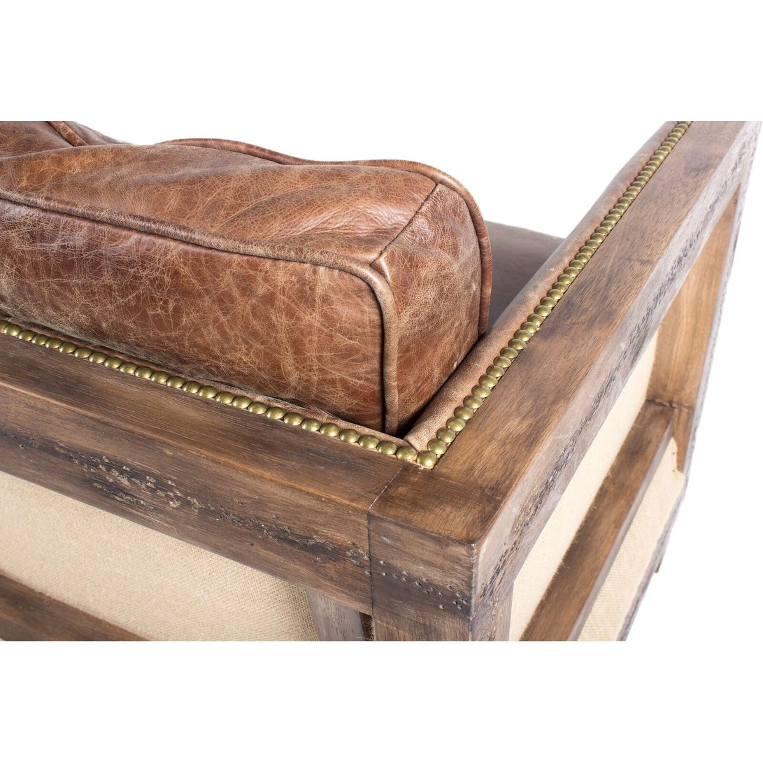 Divano in pelle marrone vintage Dina di Aurelle Home