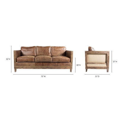 Divano in pelle marrone vintage Dina di Aurelle Home