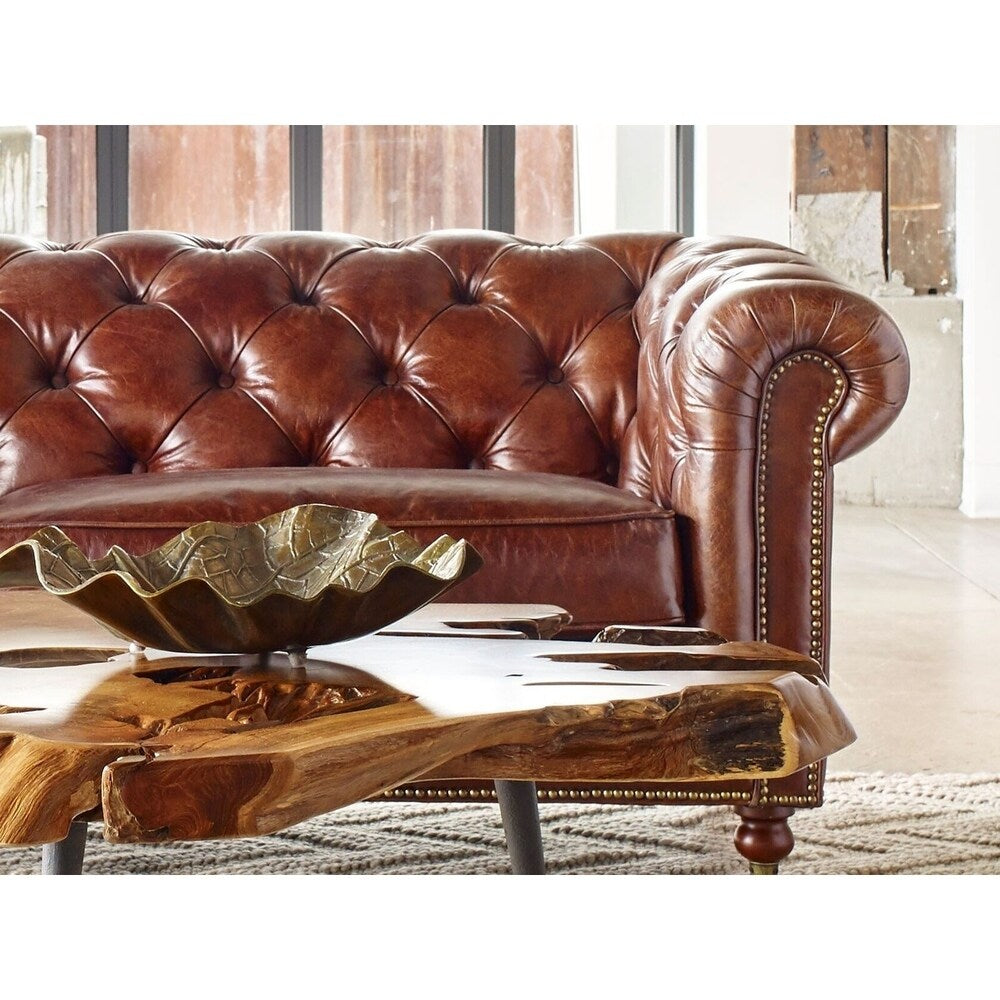 Divano Chesterfield in pelle pieno fiore Premier Aurelle Home