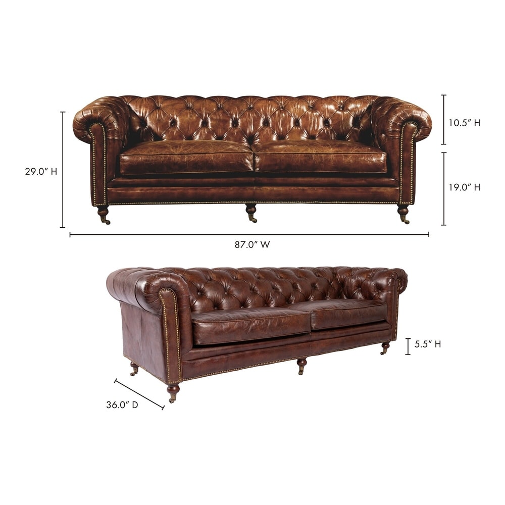 Divano Chesterfield in pelle pieno fiore Premier Aurelle Home