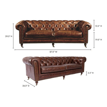 Divano Chesterfield in pelle pieno fiore Premier Aurelle Home