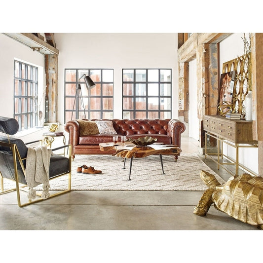 Divano Chesterfield in pelle pieno fiore Premier Aurelle Home