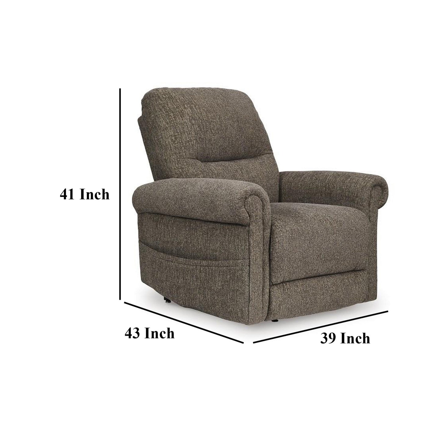 Poltrona reclinabile Auro Power Lift, massaggio termico, poliestere color tortora