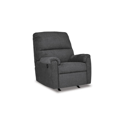 Poltrona reclinabile manuale Avel, poliestere grigio scuro, struttura in metallo
