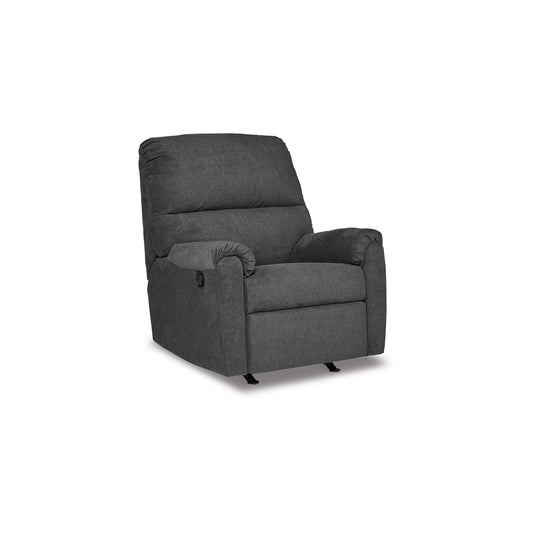 Poltrona reclinabile manuale Avel, poliestere grigio scuro, struttura in metallo
