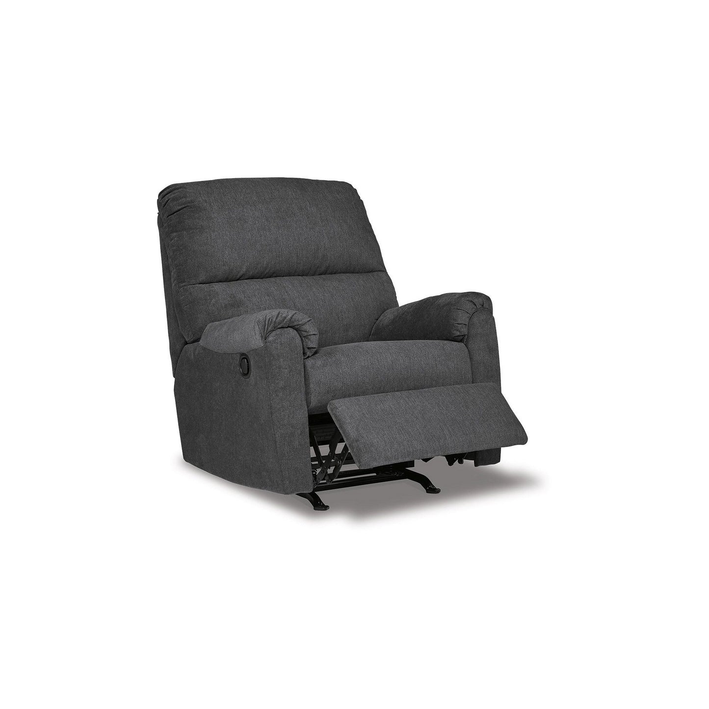 Poltrona reclinabile manuale Avel, poliestere grigio scuro, struttura in metallo