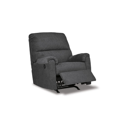 Poltrona reclinabile manuale Avel, poliestere grigio scuro, struttura in metallo