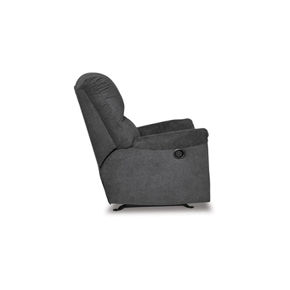Poltrona reclinabile manuale Avel, poliestere grigio scuro, struttura in metallo