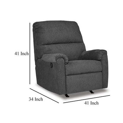 Poltrona reclinabile manuale Avel, poliestere grigio scuro, struttura in metallo