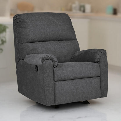 Poltrona reclinabile manuale Avel, poliestere grigio scuro, struttura in metallo