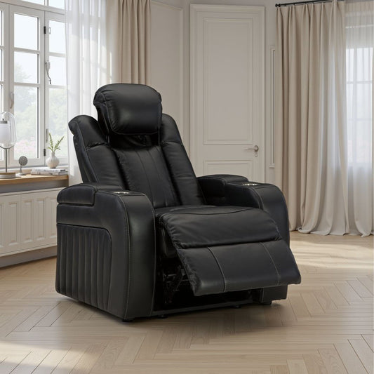 Poltrona reclinabile elettrica Aven, caratteristiche premium, similpelle blu notte