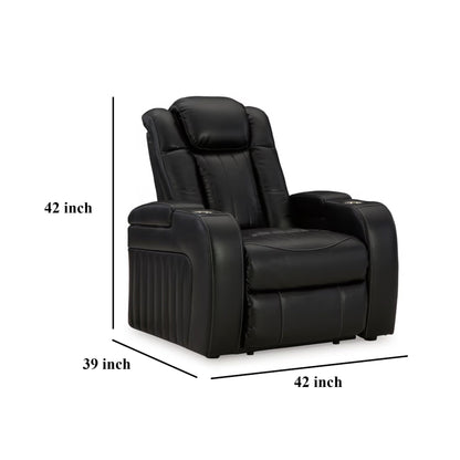 Poltrona reclinabile elettrica Aven, caratteristiche premium, similpelle blu notte