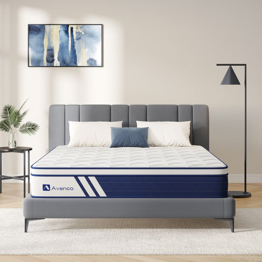 Materasso ibrido Avenco 10'' in memory foam e molle insacchettate in gel, in una scatola