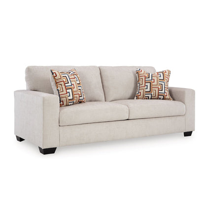 Divano letto matrimoniale Avie, 2 cuscini decorativi, poliestere avorio, 85 pollici