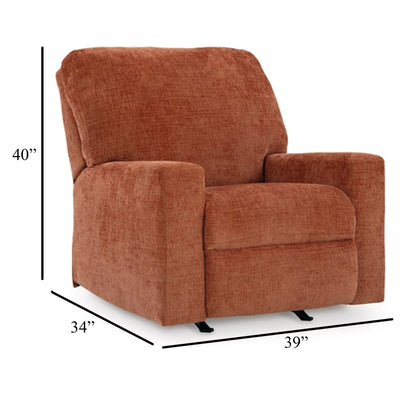 Poltrona reclinabile Avie Rocker, movimento delicato, poliestere arancione bruciato