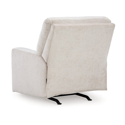 Poltrona reclinabile Avie Rocker, movimento delicato, poliestere bianco avorio