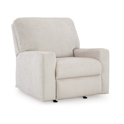 Poltrona reclinabile Avie Rocker, movimento delicato, poliestere bianco avorio
